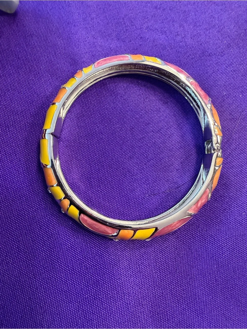 Park Lane Sunset Bracelet Enamel Crystal Hinged Bangle Pink Orange Yellow